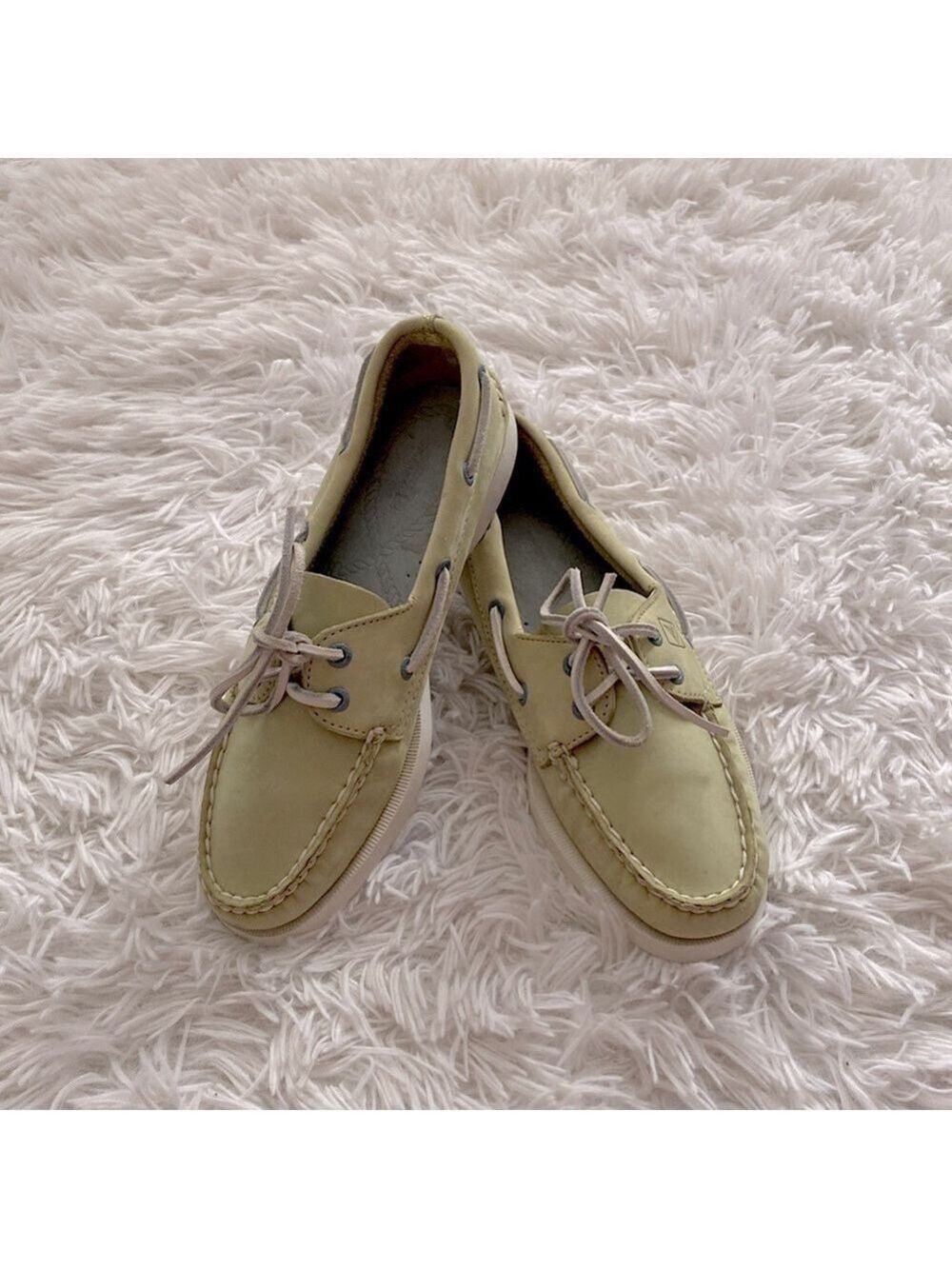 Sperry top sider lime green leather loafers